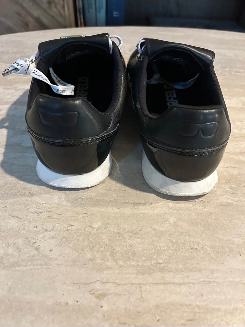 Karl Lagerfeld Women’s Black Sneakers with Gold Cat and Red Heart Charms